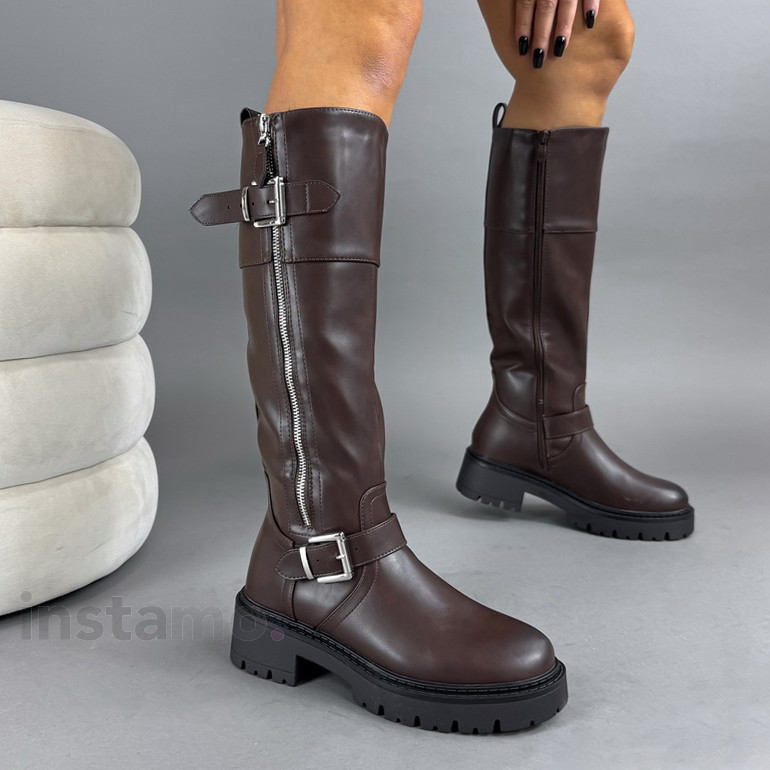 Hnědé vysoké kozačky-323422-37