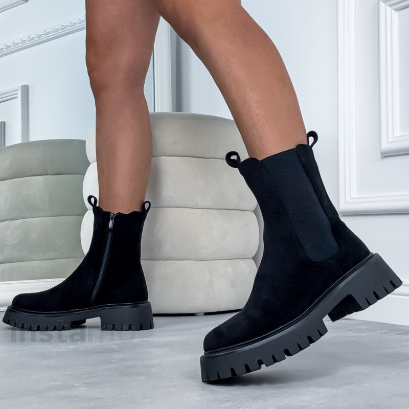 Černé semišové polokozačky-323503-36