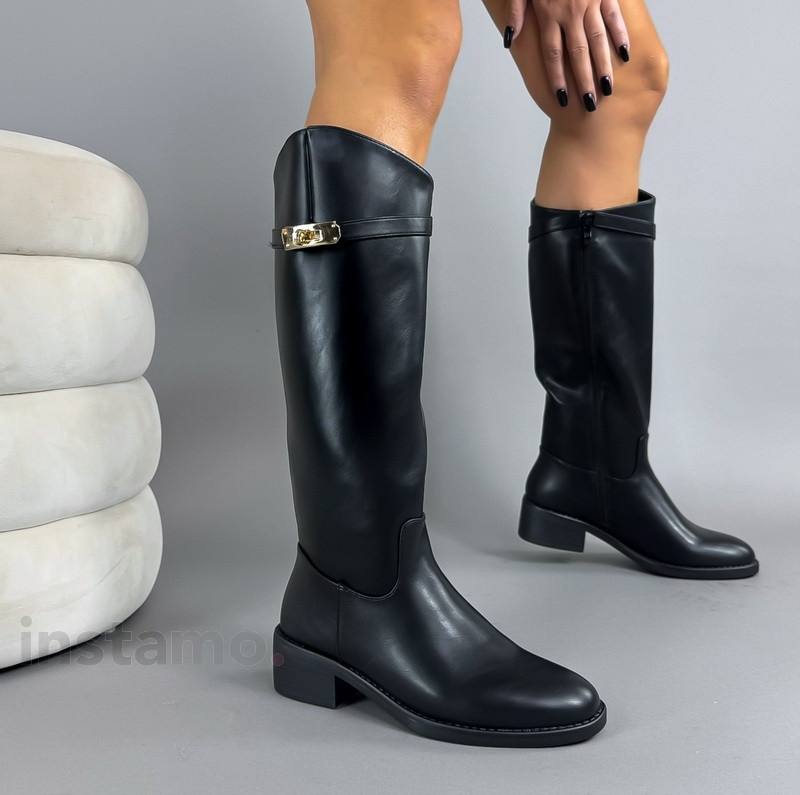 Černé vysoké kozačky-323472-35