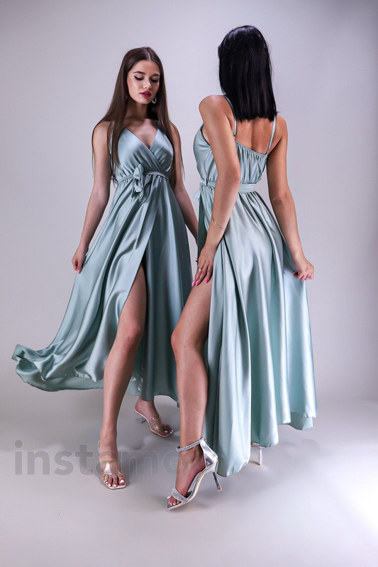 Olivové dlouhé saténové šaty-268717-32
