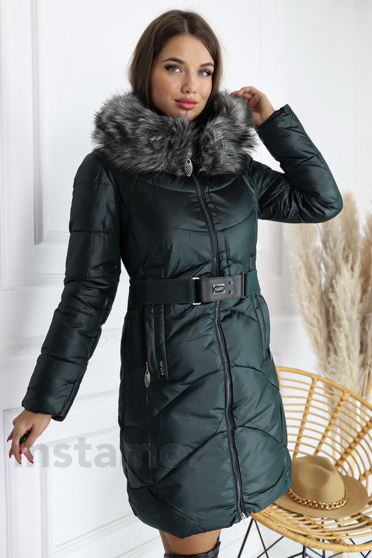 Zelený zimní kabát s kapucí-277986-39