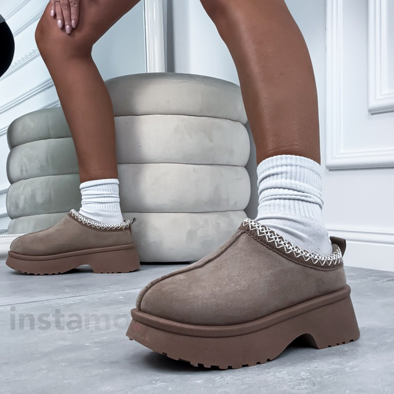 Tmavě béžová nasouvací obuv-322757-38