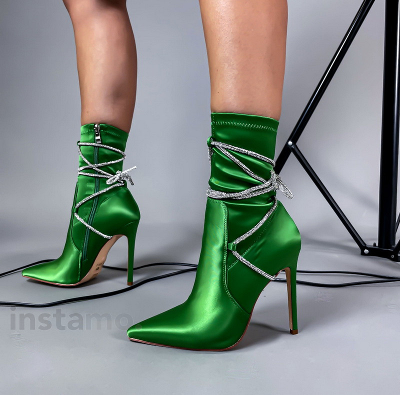 Zelené kotníkové boty s ozdobou-273984-32