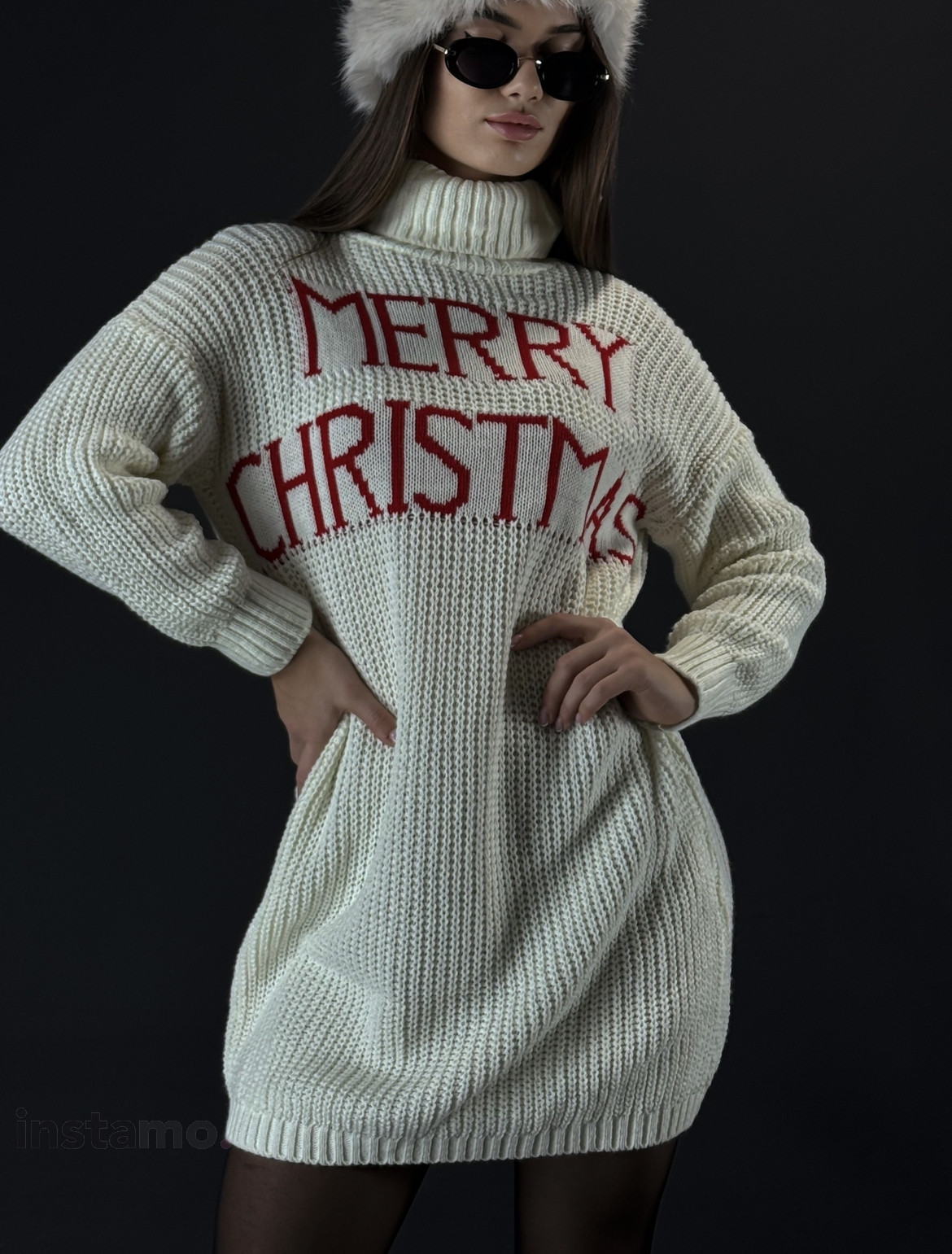 Bílé pletené šaty MERRY CHRISTMAS-313320-31