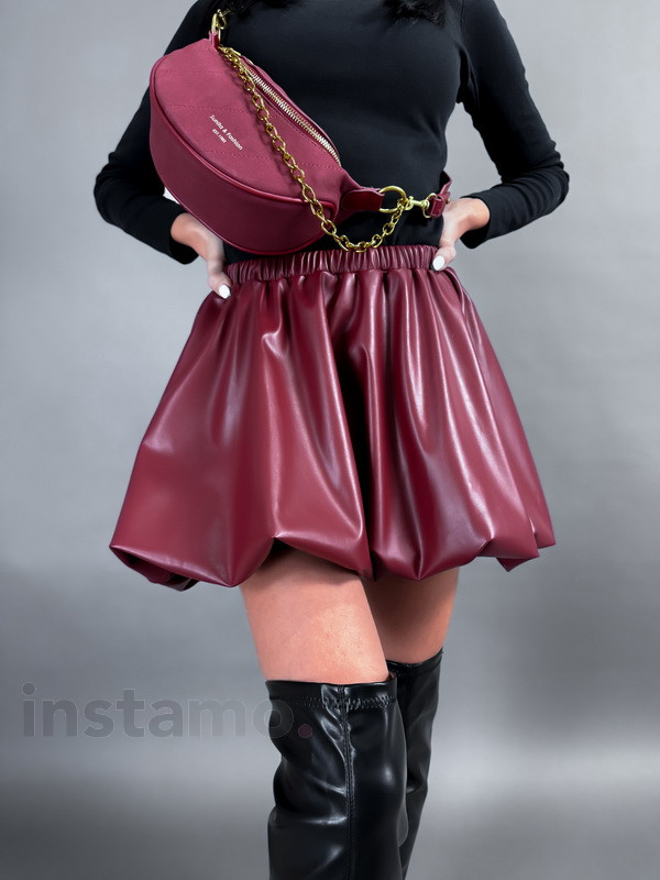 Vínová koženková PUFFY sukně-313945-31