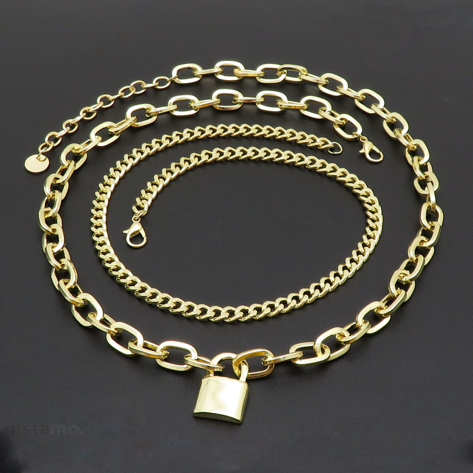 Dvojitý ocelový pozlacený náhrdelník-279440-31