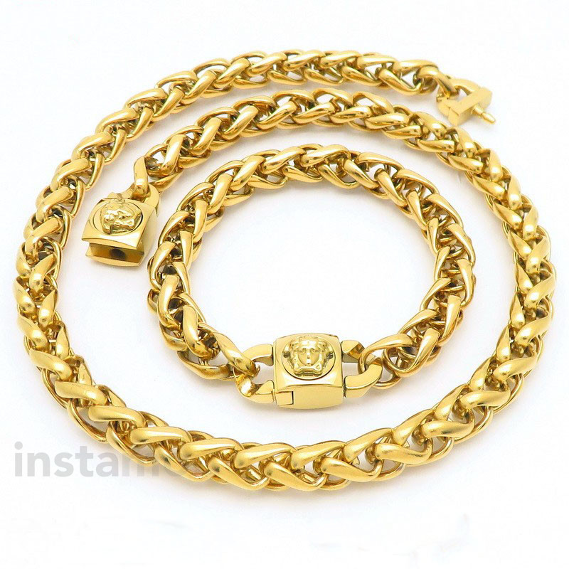 Pánská pozlacená ocelová souprava hrubá-312335-31