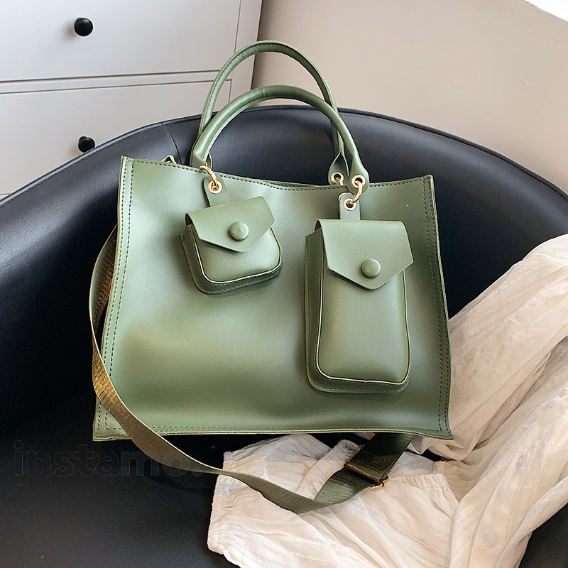 Tmavě zelená kabelka s kapsičkami-271176-311