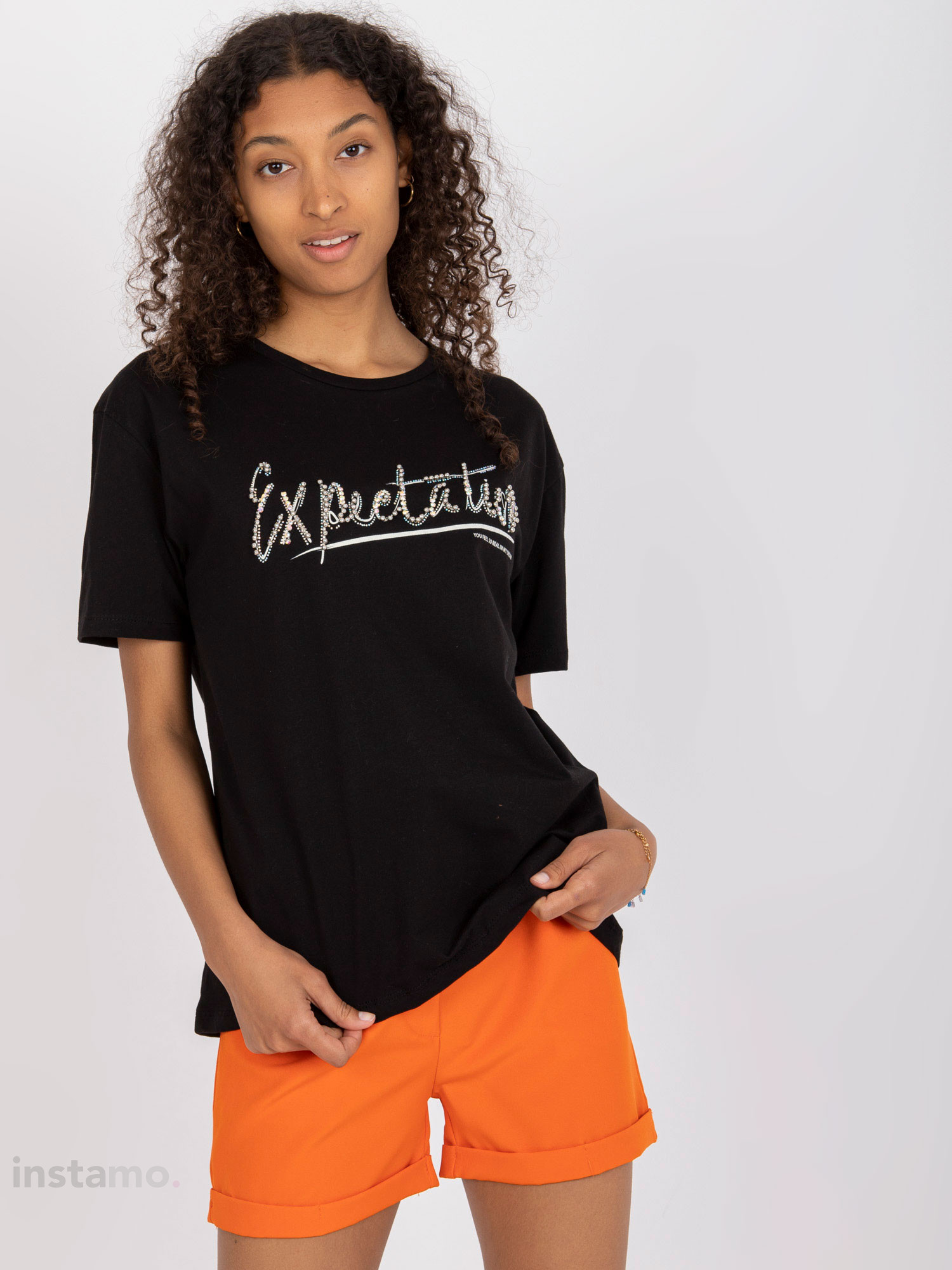 Černé bavlněné tričko-268239-32