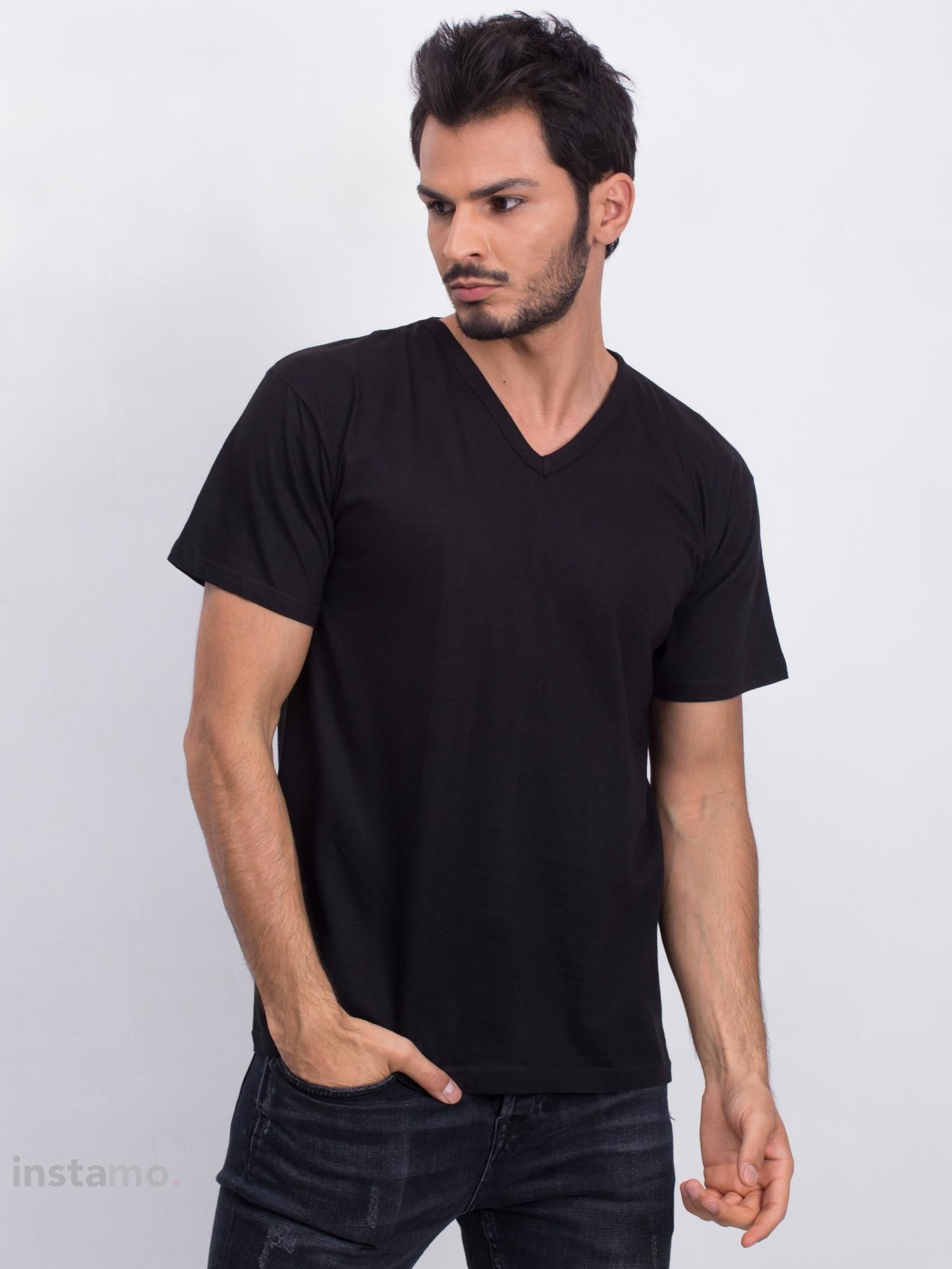 Černé bavlněné tričko-244102-33