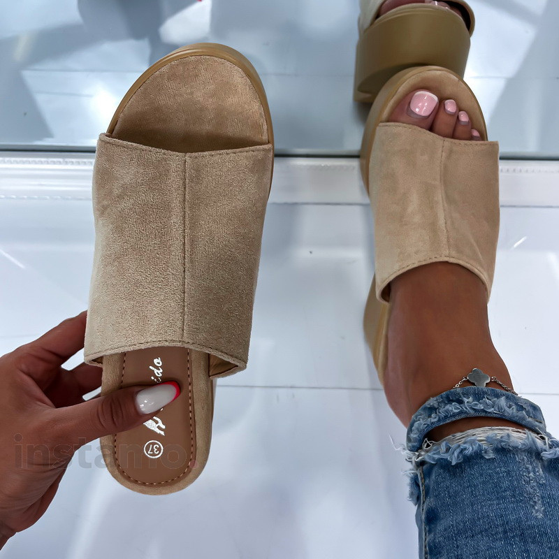 Béžové pantofle na platformě-286535-38