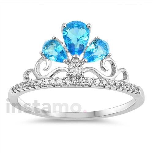 Strieborný prsteň s modrým kamienkom