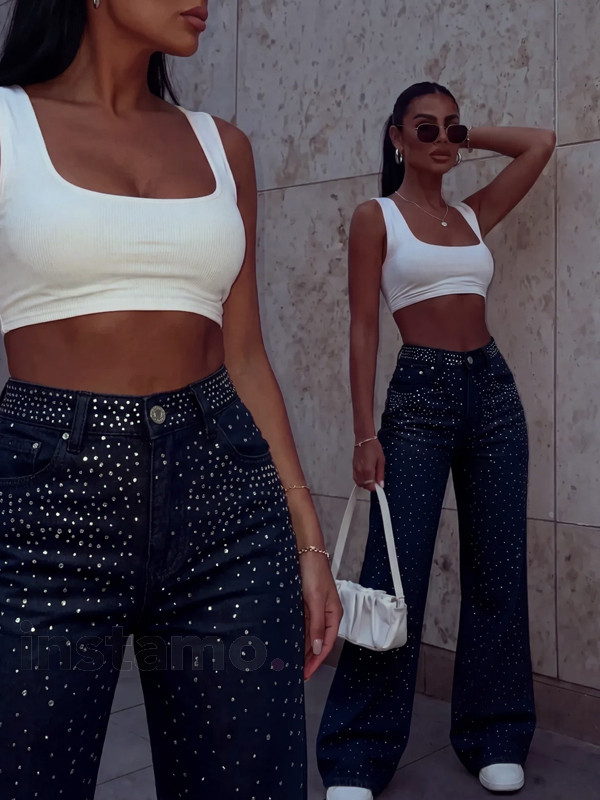 Modré džíny s kamínky GLAM-329319-31