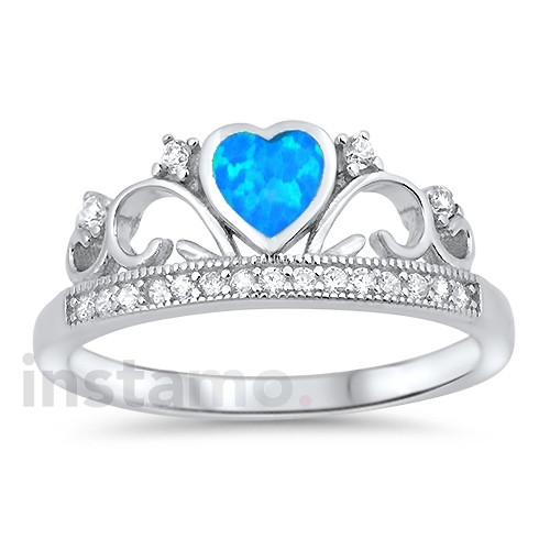 Strieborný prsteň s modrým srdiečkom