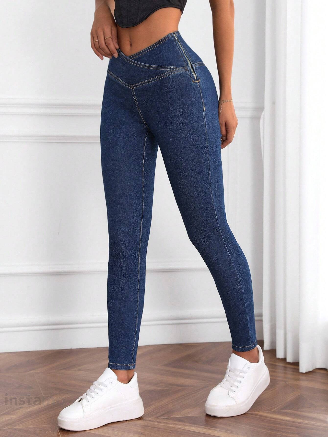 Tmavě modré elastické džíny-289391-36