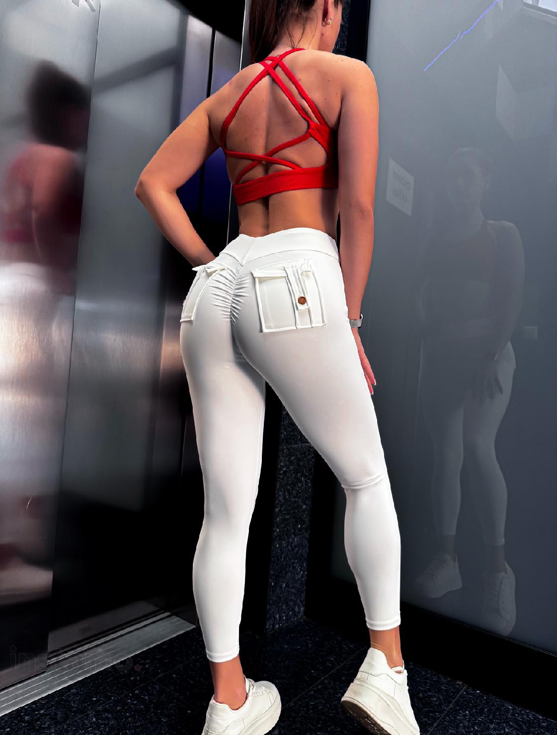 Bílé push-up legíny s kapsami-313986-36