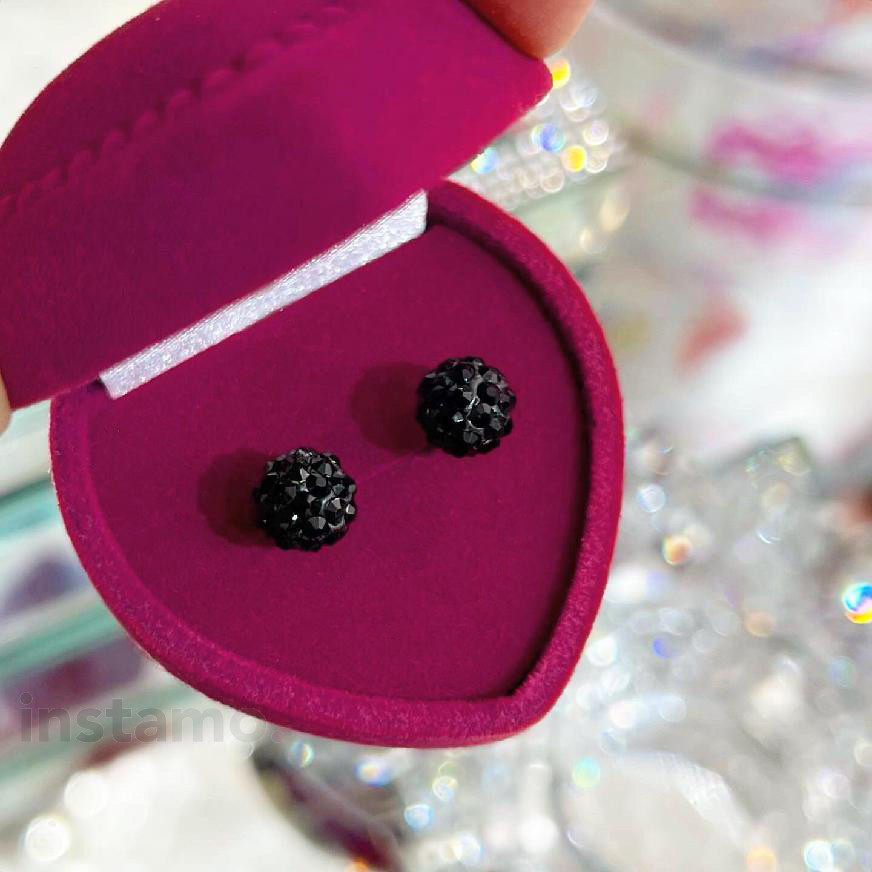 Dámské černé křišťálové náušnice-277327-32