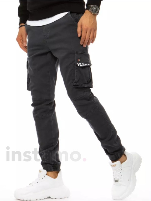 Tmavě šedé džíny v pase na gumu-245887-32