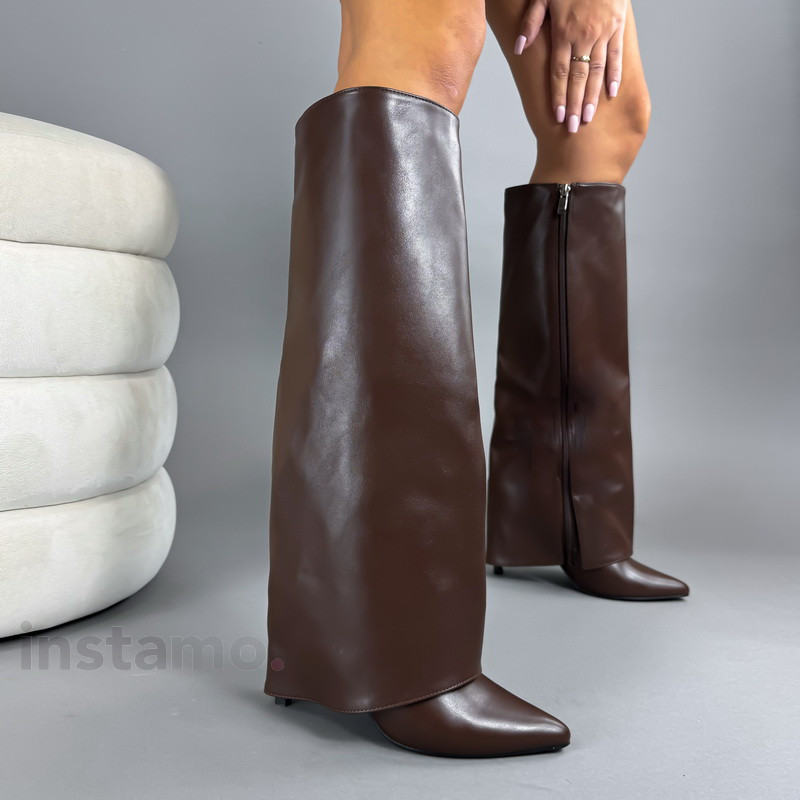 Hnědé vysoké kozačky-323233-34