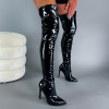 Černé lakované vysoké kozačky
