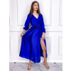 Modré dlouhé saténové šaty