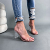 Béžové průhledné sandále na podpatku