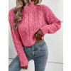 Růžový krátký pletený svetr