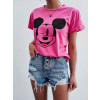 Růžové bavlněné tričko Mickey