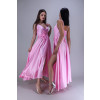 Růžové dlouhé saténové šaty