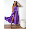 Tmavě fialové dlouhé saténové šaty