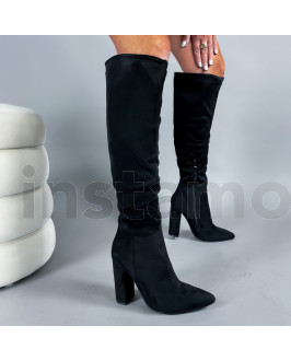 Černé semišové vysoké kozačky