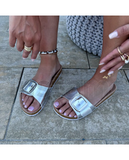 Stříbrné korkové pantofle