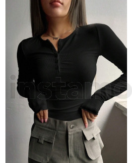 Černý vroubkovaný top