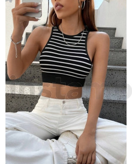 Černý pruhovaný top