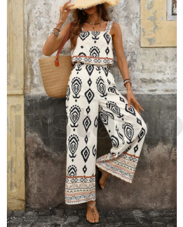 Béžový vzorovaný overal