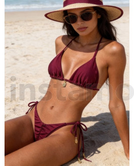 Vínové dvoudílné plavky