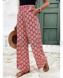 Červené vzorované kalhoty