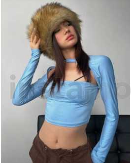 Hnědá  kožešinová čelenka