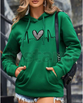 Zelená oversize mikina s kapucí