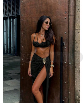 Černý trojdílný plavkový komplet