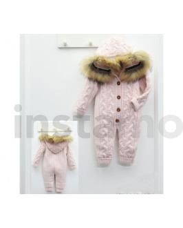 Dětský  růžový overal s kapucí