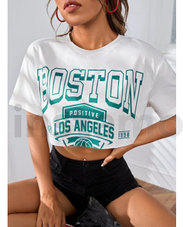 Bílý crop top BOSTON