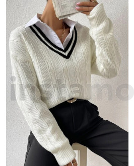 Bílý pletený svetr