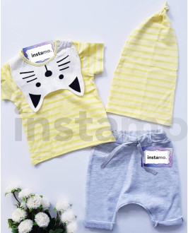 Žlutá trojdílná bavlněná souprava