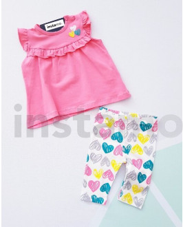 Růžová srdíčková letní souprava