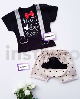 Béžovo-černá dvoudílná souprava