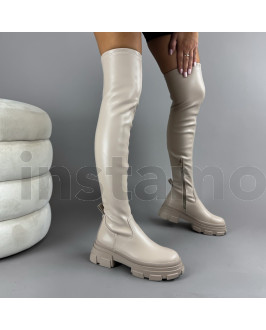 Béžové vysoké kozačky