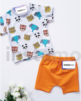 Šedo-oranžová bavlněná souprava