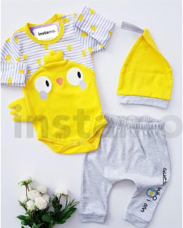 Žlutá trojdílná bavlněná  souprava