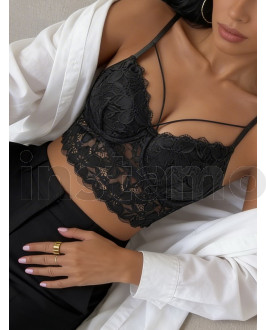 Černý krajkovaný top